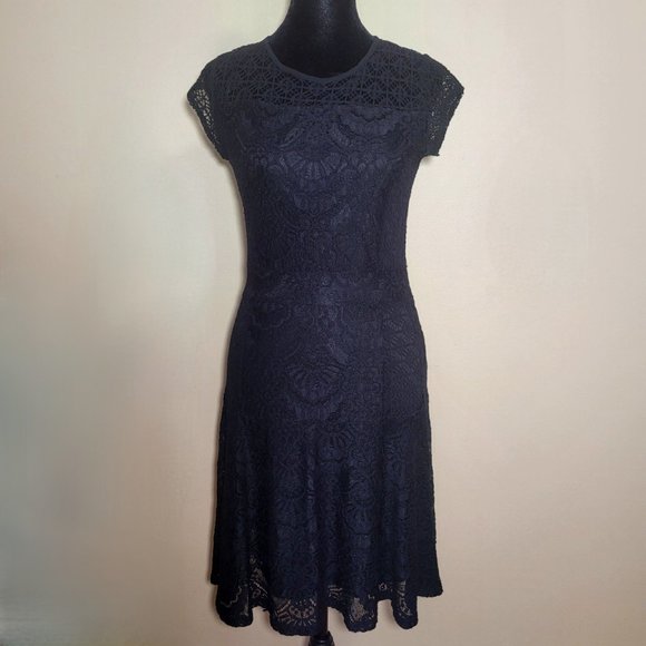 NY Collection Dresses & Skirts - NY Collection Short Sleeve Black Lace Dress - PS